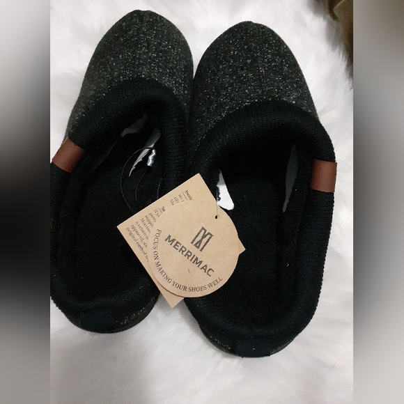 NWT Merrimac Size 10-11 Memory Foam Black Slippers - Picture 3 of 5